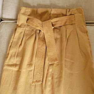 Paper bag waist tan colored denim skirt sz 4